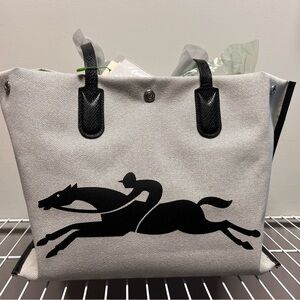 LONGCHAMP ESSENTIAL LARGE TOTE BAG - ECRU - CANVAS